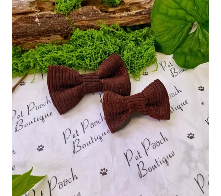 Coffee Bean Brown Cord Dog Bow Tie