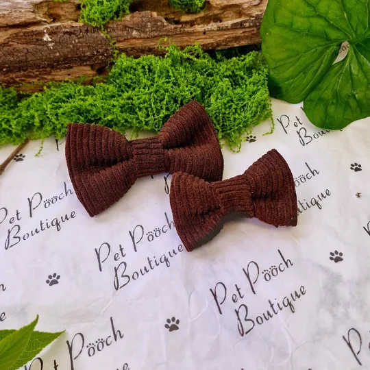 Coffee Bean Brown Cord Dog Bow Tie