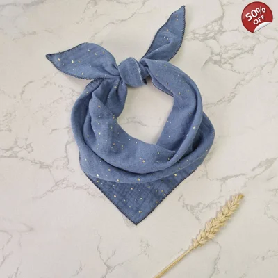 Denim Blue & Gold Dog Bandana