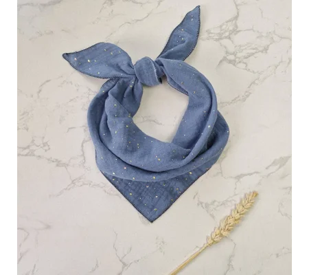 Denim Blue & Gold Dog Bandana