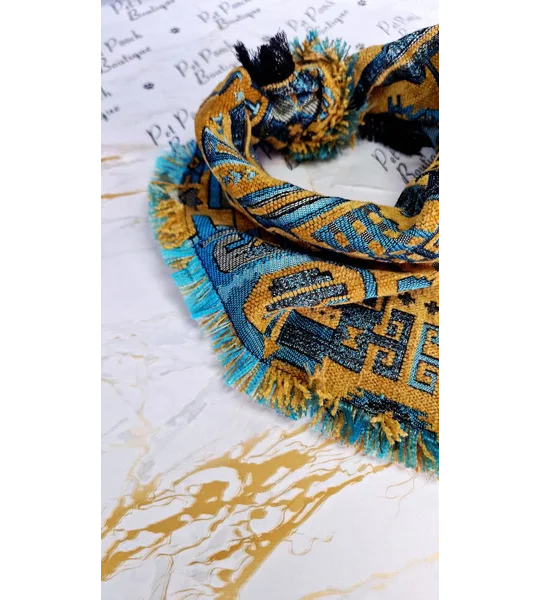Frayed Yellow Copper Wolf Bandana - Scamps