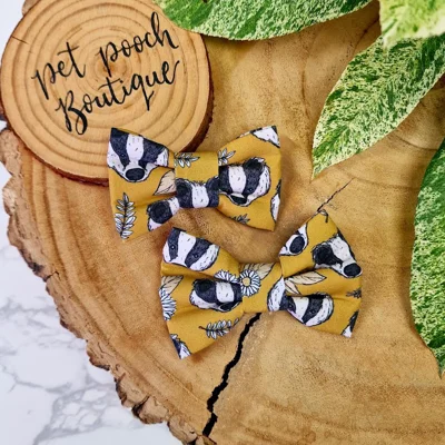 Woodland Badger Dog Bow Tie