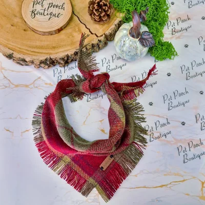 Frayed Burgundy Biscuit Plaid Bandana - Scamps