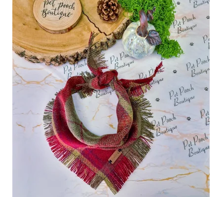 Frayed Burgundy Biscuit Plaid Bandana - Scamps