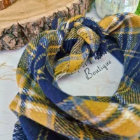Frayed Mousey Blue & Yellow Plaid Bandana - Scamps