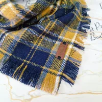 Frayed Mousey Blue & Yellow Plaid Bandana - Scamps