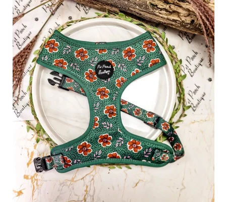 Wild Green Poppy Dog Harness