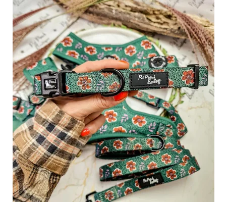 Wild Green Poppy Dog Collar