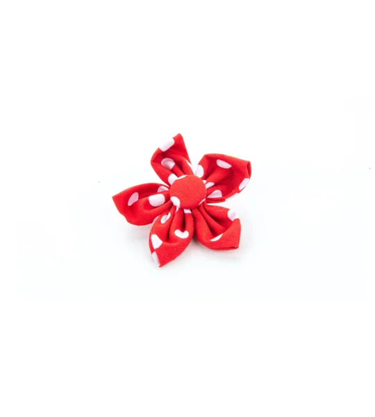 Red Polka Flower Collar Attachment
