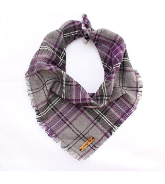Frayed Buffalo Purple Plaid Bandana - Scamps