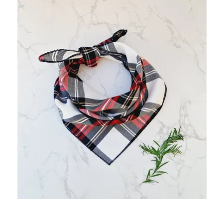 Alfies Red & White Tartan Plaid Bandana