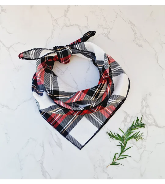 Alfies Red & White Tartan Plaid Bandana