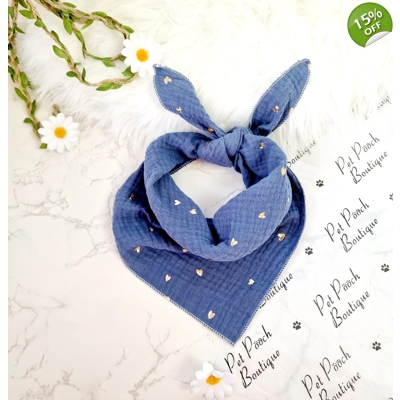 Ash Blue Heart of Gold Dog Bandana