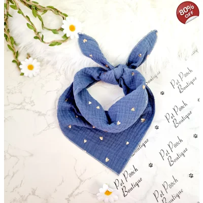 Ash Blue Heart of Gold Dog Bandana