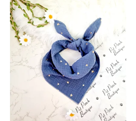 Ash Blue Heart of Gold Dog Bandana