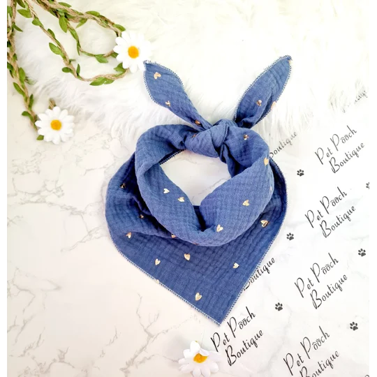 Ash Blue Heart of Gold Dog Bandana