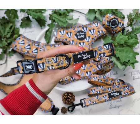Woodland Badger Dog Collar - OPTIONAL Bow Tie ACCESSORY