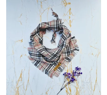 Frayed Barkberry Tan & White Plaid Bandana - Scamps