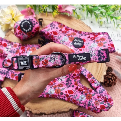Berry Blossom Floral Dog Collar
