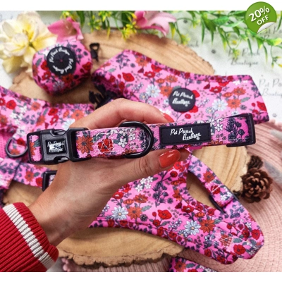 Berry Blossom Floral Dog Collar