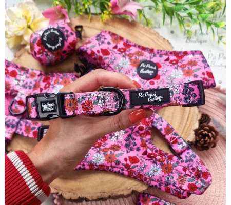 Berry Blossom Floral Dog Collar