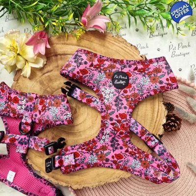 Berry Blossom Floral Dog Harness