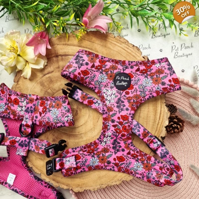 Berry Blossom Floral Dog Harness