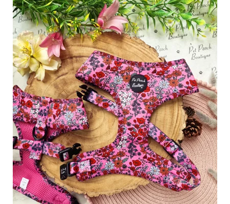 Berry Blossom Floral Dog Harness