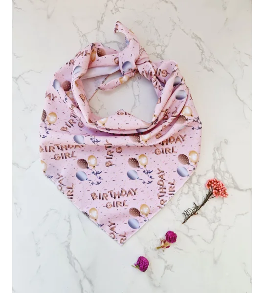 Pink Birthday GIRL Dog Bandana