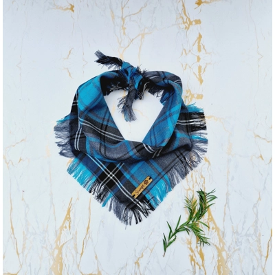 Frayed Buffalo Blue Plaid Bandana - Scamps Frayed Buffalo Blue Plaid Bandana - Scamps