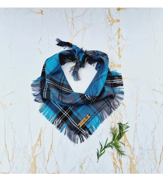 Frayed Buffalo Blue Plaid Bandana - Scamps