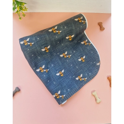 Blue Buzzy Bee Fleece Dog Blanket Blue Buzzy Bee Fleece Dog Blanket