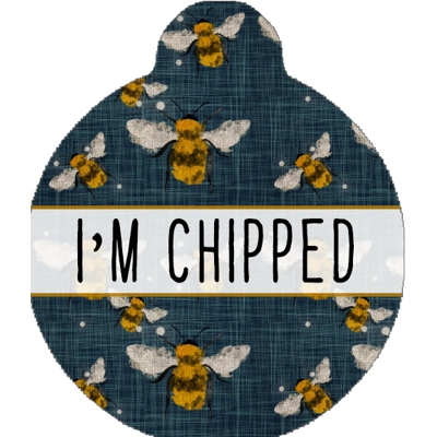 Blue Buzzy Bumble Bee Custom ID Dog Tag - NEW STYLE Blue Buzzy Bumble Bee Custom ID Dog Tag - NEW STYLE