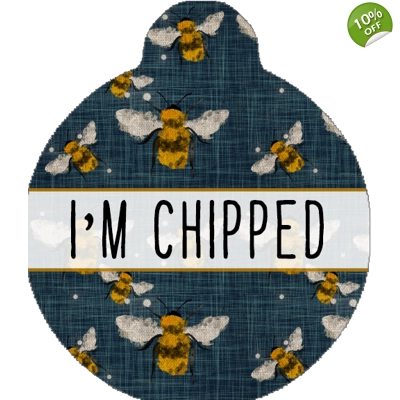 Blue Buzzy Bumble Bee Custom ID Dog Tag - NEW STYLE