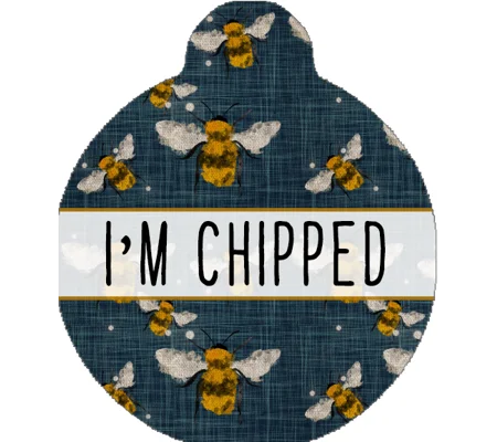 Blue Buzzy Bumble Bee Custom ID Dog Tag - NEW STYLE