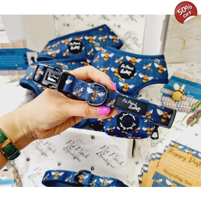 Blue Buzzy Bumble Bee Dog Collar Blue Buzzy Bumble Bee Dog Collar