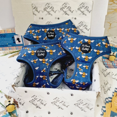 Blue Buzzy Bumble Bee Dog Harness