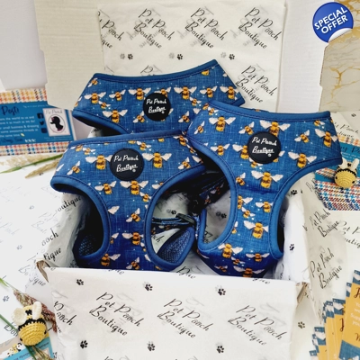 Blue Buzzy Bumble Bee Dog Harness