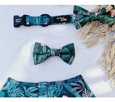 Boho Leaves Dog Bow Tie