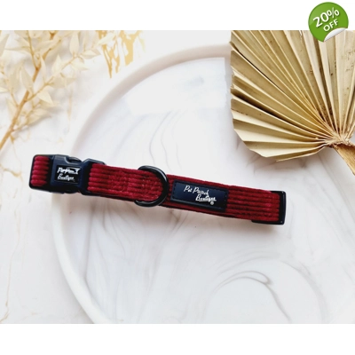 Burgundy Red Cord Dog Collar