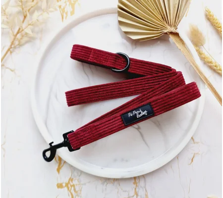 Burgundy Red Cord Dog Lead - Reversible