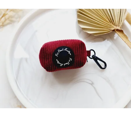 Burgundy Red Cord Dog Poo Bag Holder