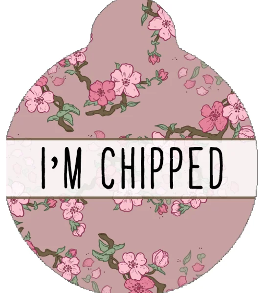 Cherry Blossom Custom ID Dog Tag - NEW STYLE