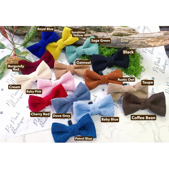 Cord Block Colour Dog Bow Tie