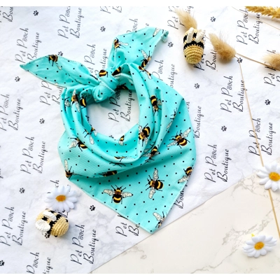 Bright Blue Cord Bumble Bee Polka Dots Dog Bandana Bright Blue Cord Bumble Bee Polka Dots Dog Bandana