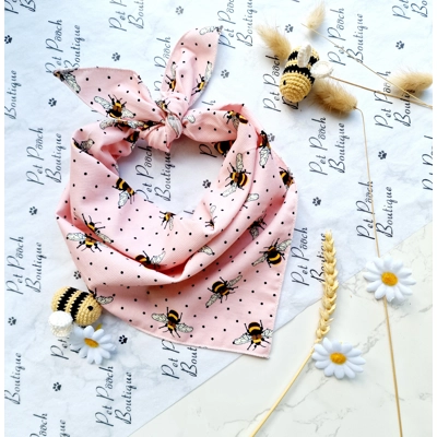 Rose Petal Pink Cord Bumble Bee Polka Dots Dog Bandana Rose Petal Pink Cord Bumble Bee Polka Dots Dog Bandana