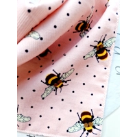 Rose Petal Pink Cord Bumble Bee Polka Dots Dog Bandana