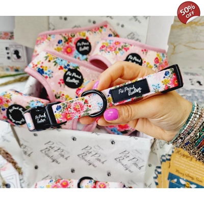 Cottage Floral Dog Collar- OPTIONAL FLOWER ACCESSORY