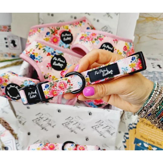 Cottage Floral Dog Collar- OPTIONAL FLOWER ACCESSORY