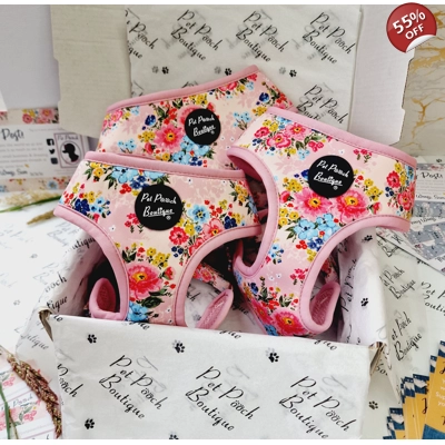 Cottage Floral Dog Harness - optional flower accessory Cottage Floral Dog Harness - optional flower accessory
